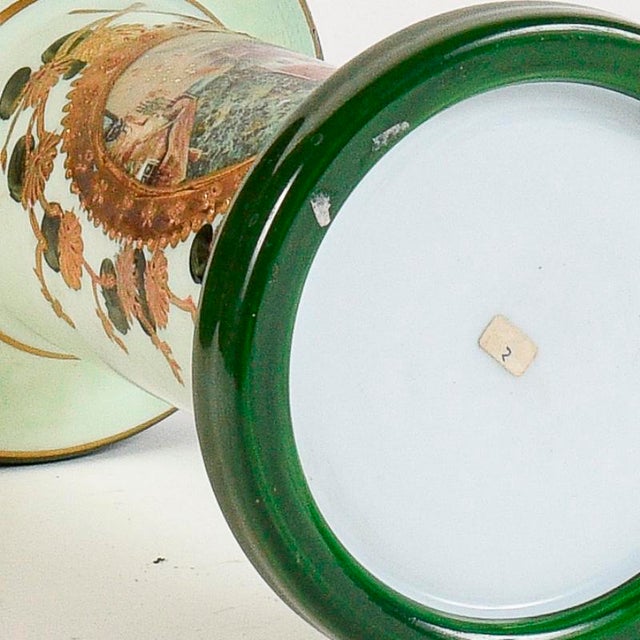 Opal Base Column with Gold and Green Backsplash Decor, Early 20th Century For Sale - Image 10 of 11