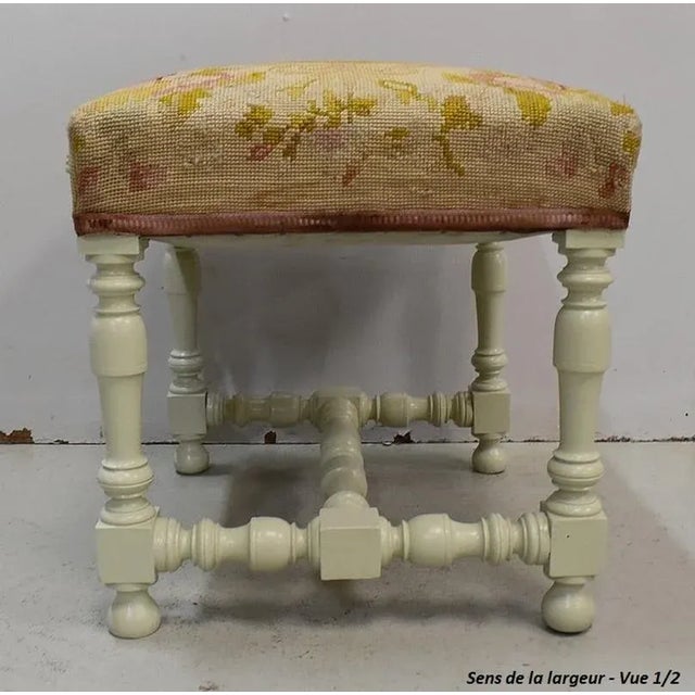 18th Century Louis XIV Style Canvas and Wood Stool For Sale - Image 18 of 18