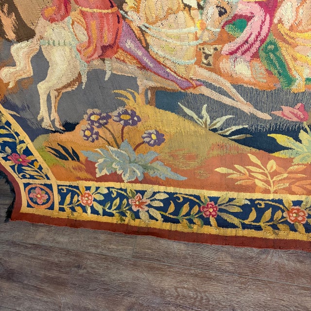 1900 - 1909 French Verdure Tapestry With Hunt Scene, Figures and Hounds For Sale - Image 5 of 7