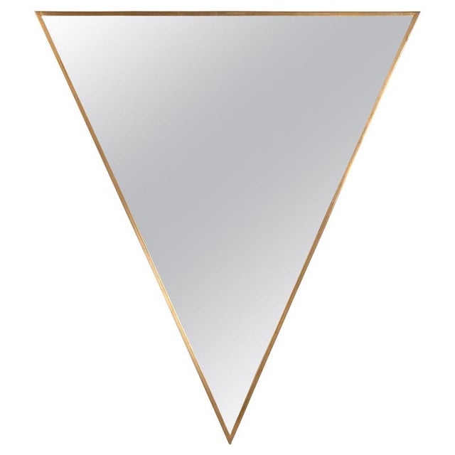 Handcrafted Triangular Brass Mirror attributed to Sandro Petti, Rome, Italy, 1970s For Sale - Image 17 of 17