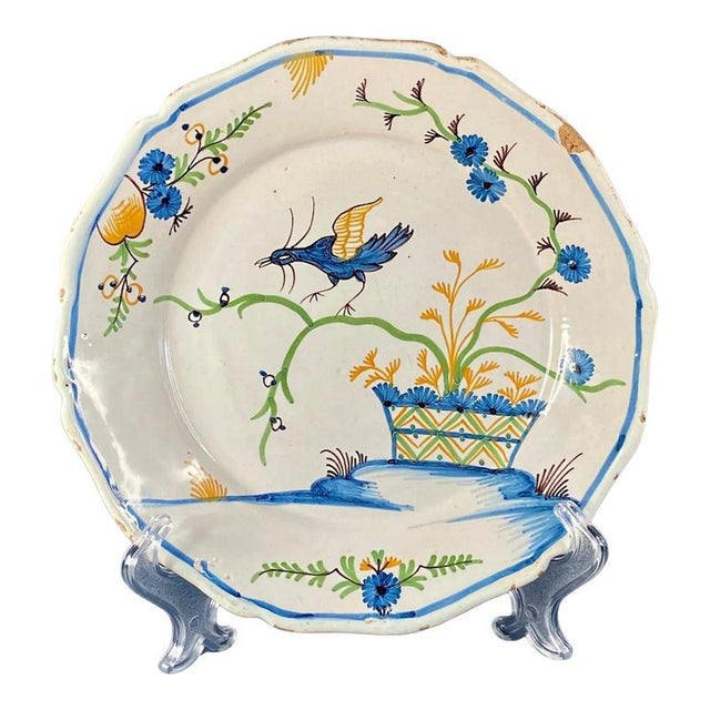 Blue Antique Chinese Style Faience Plate from Nevers, France, 1790s For Sale - Image 8 of 8