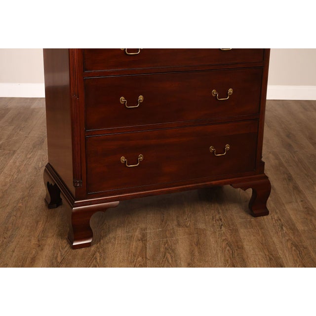 Wood Henkel Harris Chippendale Style Mahogany Tall Chest For Sale - Image 7 of 18