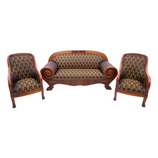 Antique Biedermeier Living Room Set, 1870s, Set of 3 For Sale