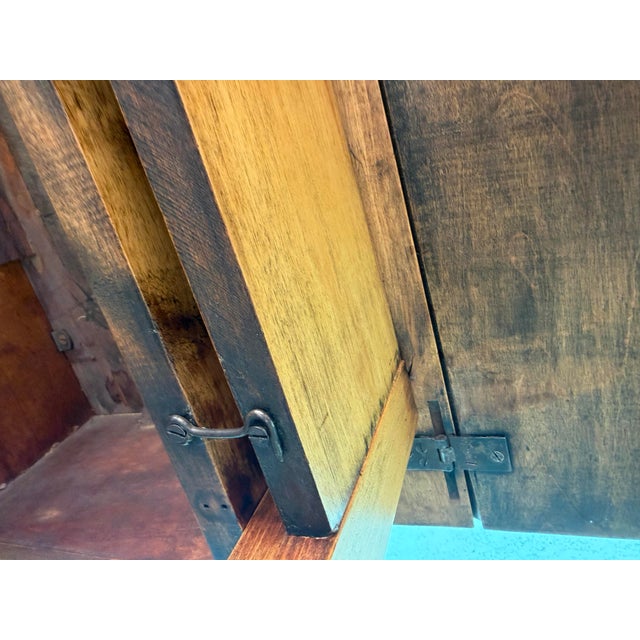 Wood Beautiful Antique Drop Leaf Colonial Table From 1700s or 1800s. Turned Legs and Original Wood Casters, Good as Console or Kitchen Island or Dining. For Sale - Image 7 of 8