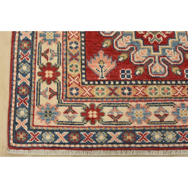 Red Kazak Runner 2’8” X 6’2” Red Wool Tribal Hand-Knotted Oriental Rug For Sale - Image 8 of 10