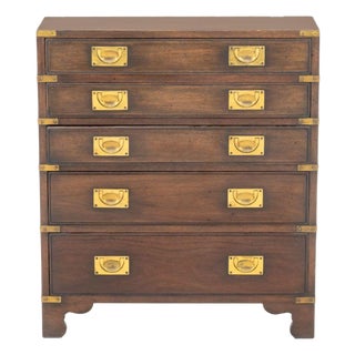 Campaign Style Brass Mounted Chest of Drawers For Sale