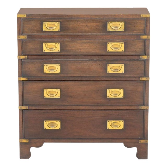 Campaign Style Brass Mounted Chest of Drawers For Sale