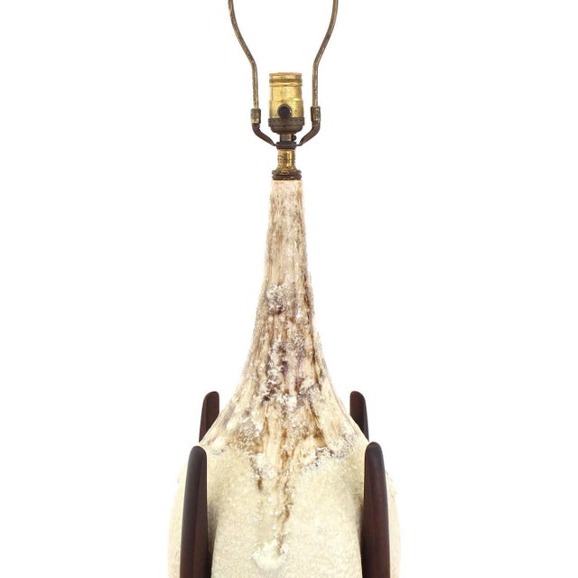 Mid 20th Century Mid 20th Century Large Art Pottery Dripping Pattern Table Lamp For Sale - Image 5 of 7