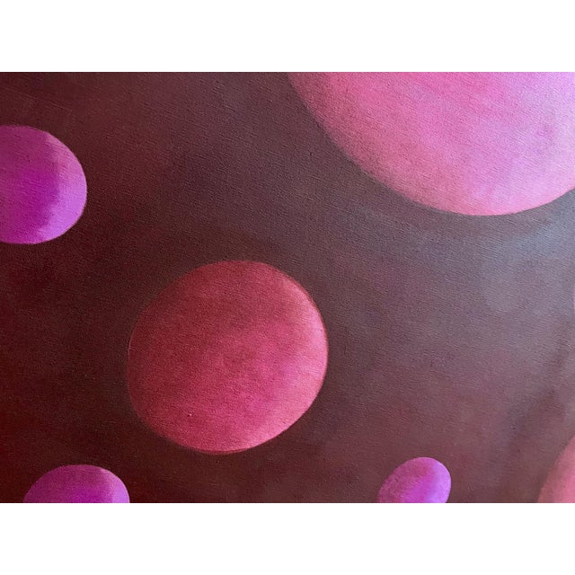 Textile Paul Brach, Color Gradient Paul Brach Spheres Pink & Crimson Abstract Oil Painting New York For Sale - Image 7 of 18