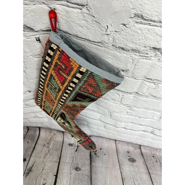 Turkish Kilim Rug Christmas Stocking For Sale - Image 4 of 4