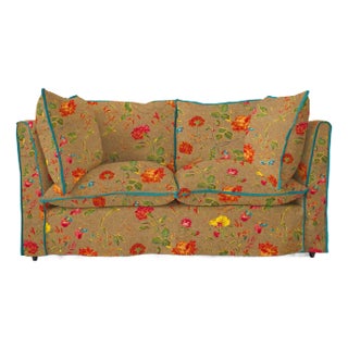 Sophie Conran Coco 2 Seater Sofa with Contrast Welt Knife Edge Cushion in Andrew Martin Wildwood Twig For Sale