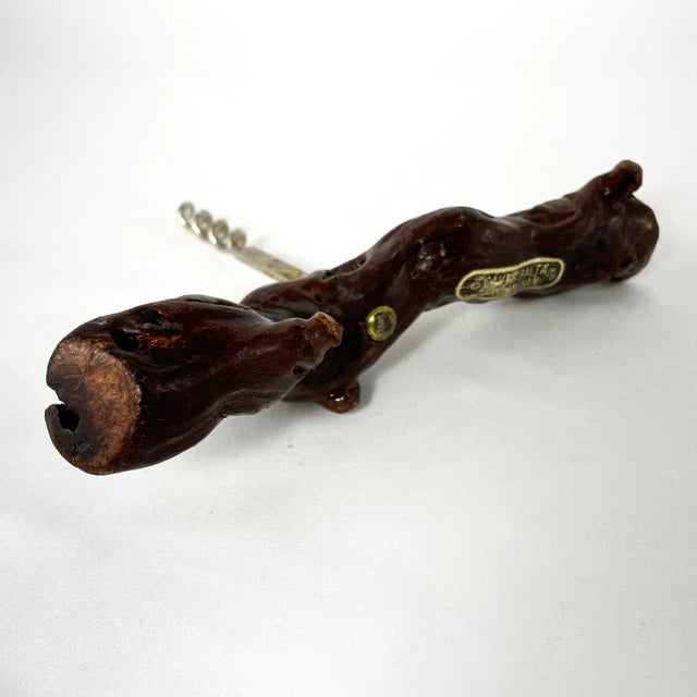 French Vintage French Bordeaux Grape Vine Wood Corkscrew Wine Bottle Opener For Sale - Image 3 of 7