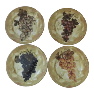 Late 20th Century I. Godinger Email De Limoges 1855 Hand-Painted Dessert/Salad Plates, France - Set of 4