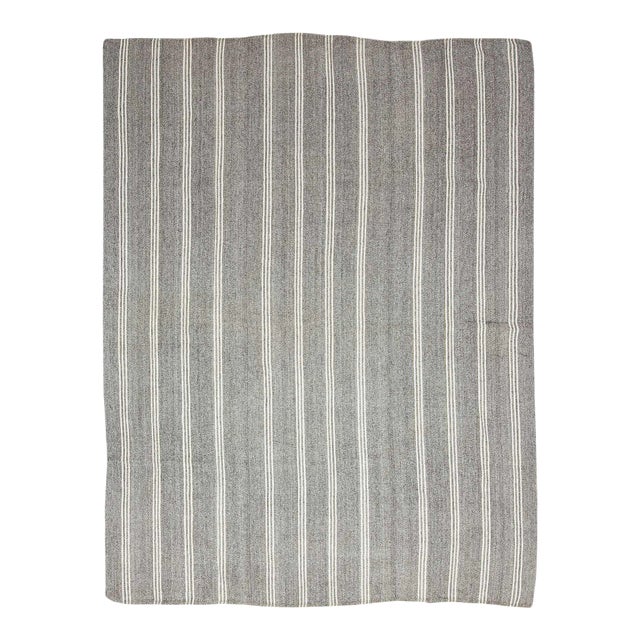 Vintage Large White & Gray Kilim Rug For Sale