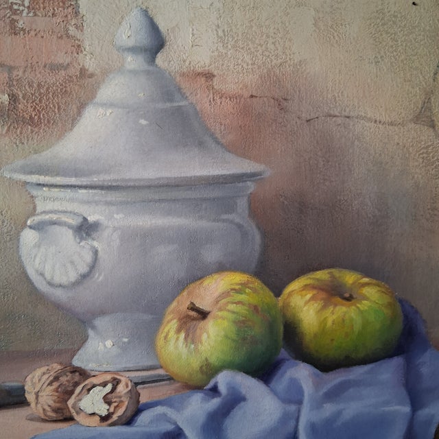 Mid-Century Modern Robert Chailloux Still Life on a Rustic Shelf Oil on Canvas, 1960s French For Sale - Image 3 of 7
