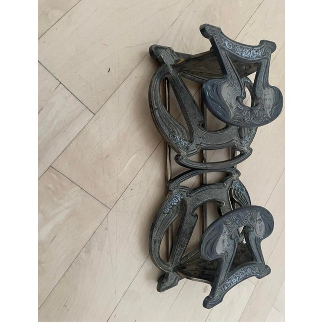 Art Nouveau Vintage Art Nouveau Ladies Lady Metal Book Rack Letter Paper Holder Judd Style For Sale - Image 3 of 12