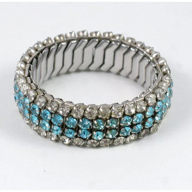 Victorian 1940s Expandable Rhinestone Bracelet For Sale - Image 3 of 8