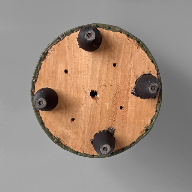 Black Italian Modern Green Faux Leather Pouf, 1970s, Set of 3 For Sale - Image 8 of 18