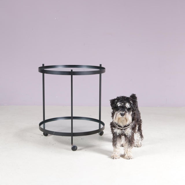 Black Round Trolley Black Metal with Two Glass Tops by Janni Van Pelt NL, 1960s For Sale - Image 8 of 8