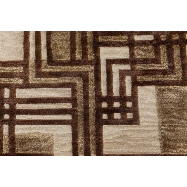 Art Deco Hand-Knotted Contemporary Maze Rug in Silk and Wool by Doris Leslie Blau For Sale - Image 3 of 7