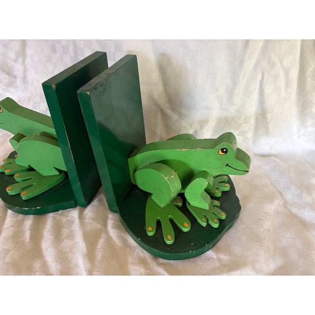 Pair of Handmade Wooden Frog Bookends For Sale - Image 4 of 11