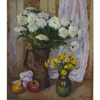 Vintage Floral Still Life Oil Painting, Ukrainian Art, 1980s 54-48 For Sale