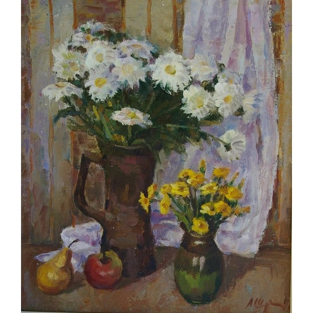 Vintage Floral Still Life Oil Painting, Ukrainian Art, 1980s 54-48 For Sale