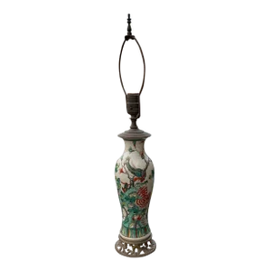 Mid 19th Century Famille Verte Chinese Chinoiserie Vase Table Lamp