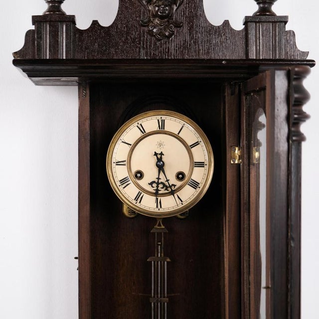 Vintage Junghans Oak Wall Clock, 1920s For Sale - Image 4 of 11