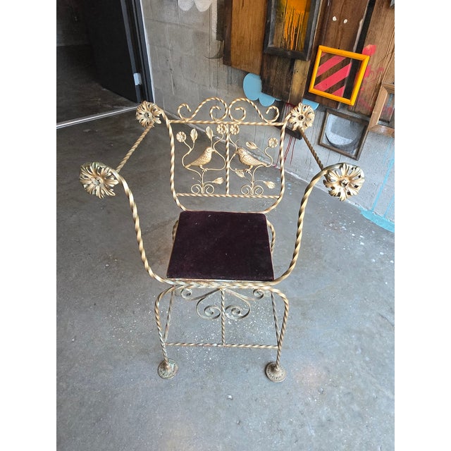 Italian 1920.s Italian Wrought Iron Savarola Chair With Birds For Sale - Image 3 of 9