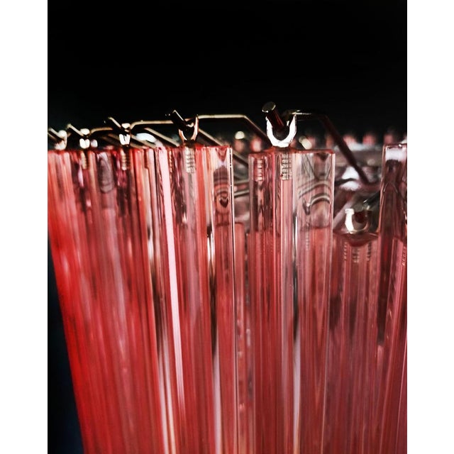 1990s Large Triedri Murano Glass Chandelier with 391 Pink Prims Triedri, 1990s For Sale - Image 5 of 18