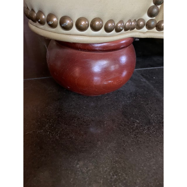 Gold 1990s Curved Leather Chesterfield Sofa For Sale - Image 8 of 8