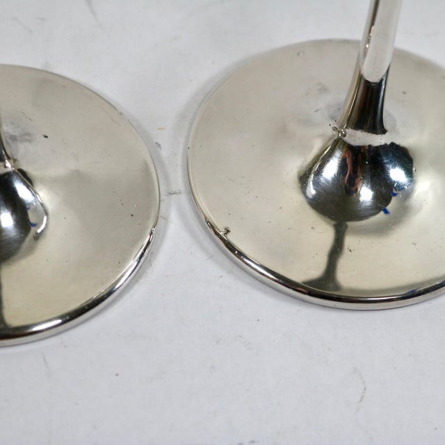 Mid-Century Modern Mid Century Modern Silver-Plated Jens Quistgaard for Dansk Tulip Taper Candlesticks-a Pair For Sale - Image 3 of 10