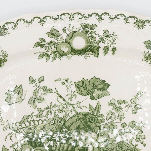 Ceramic Vintage Serving Plates with Green Fruit Basket Decor from Masons, 1950s, Set of 2 For Sale - Image 7 of 12