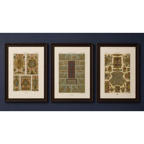 Title: Three Original Renaissance Ornament Plates by Albert Racinet, Paris, 1873 An exceptional set of three original...