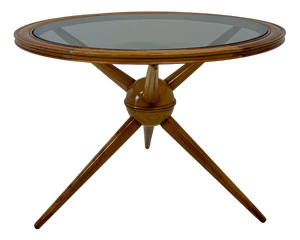 Italian Coffee Table in Maple and Smoked Glass by Cesare Lacca, 1950s