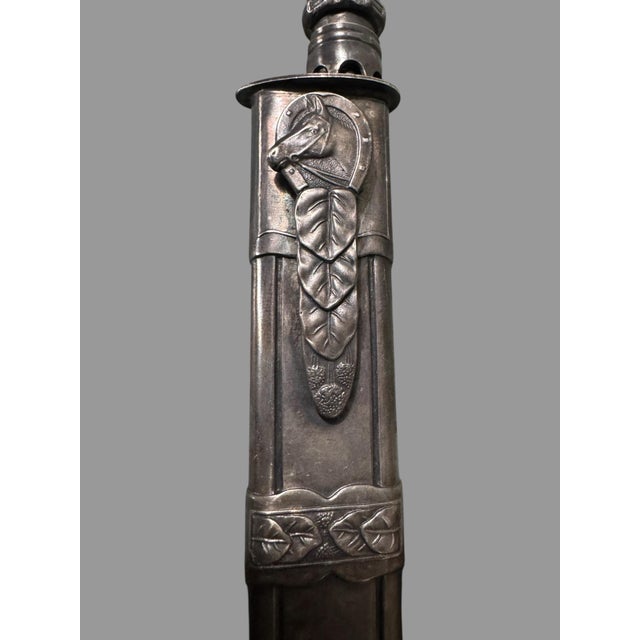 Victorian Ornate Antique Victorian Embossed Engraved Silverplate Gaucha Knife With Sheath For Sale - Image 3 of 12