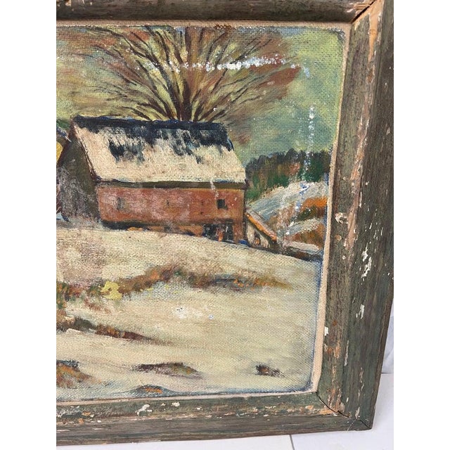 Wood Winter Farmland Scene on Board For Sale - Image 7 of 12