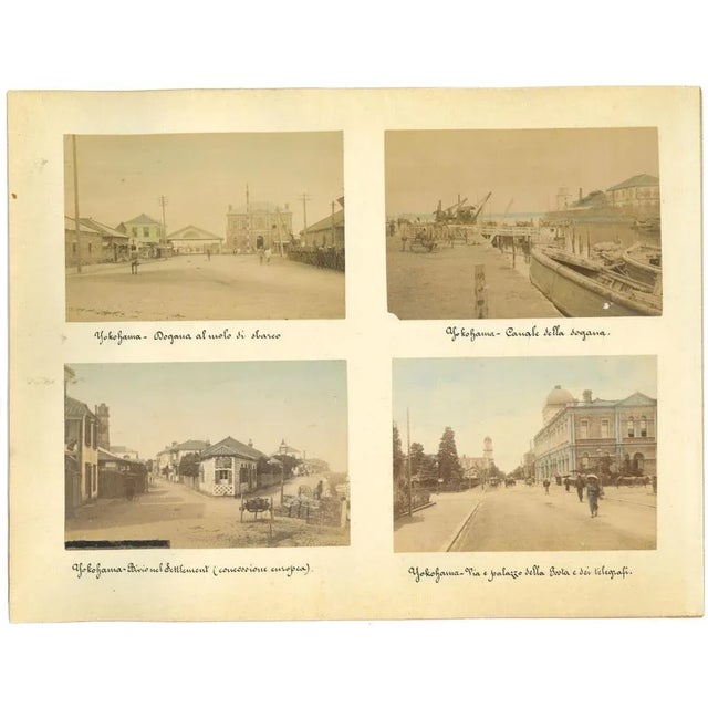 Views of Yokohama photographs is a set of four original vintage album prints on single cardboard: 34 x 26 cm. They were...