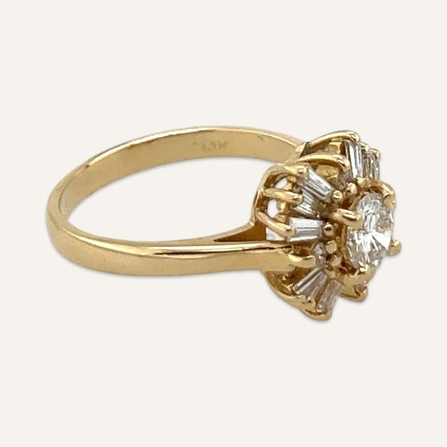 Mid-Century Modern 1950s Lady’s Diamond Starburst Engagement Style Ring in 14k Yellow Gold Size 5.75 For Sale - Image 3 of 5