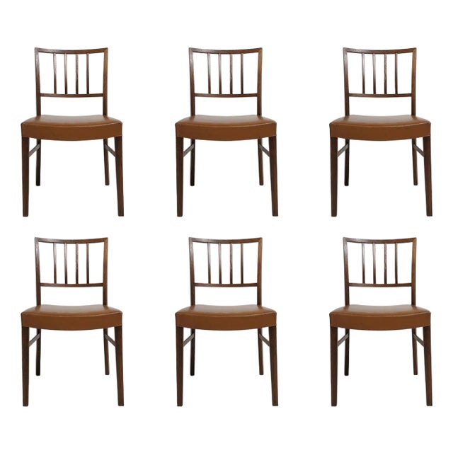 Set of 6 Rosewood Dining Chairs in the Manner of Jacob Kjær, Circa 1948, Denmark For Sale