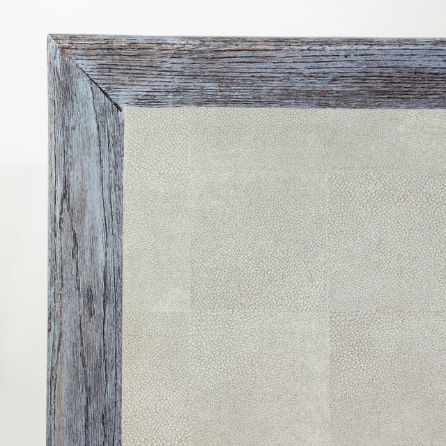 Vintage Swedish Blue-Grey Wash Wood Coffee Table With Ming Style Leg and Shagreen Top For Sale - Image 14 of 17