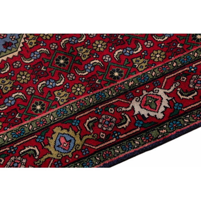 Vintage Handmade Persian Red Medallion Wool Rug 4'1" X 6'7" For Sale In New York - Image 6 of 11