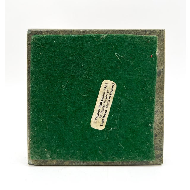 Vintage English Solid Brass Rooster Weathervane on Slate Base by Thomas Blakemore, 1981 - English Country, Farmhouse, Rustic, Americana For Sale - Image 10 of 11