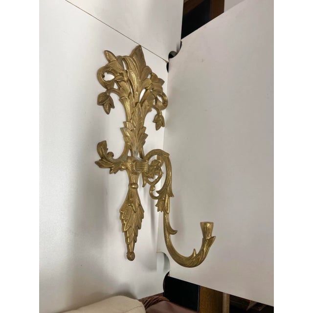 Mid-Century Modern Vintage Mid Century Decorative Brass Sconces Pair of 2 For Sale - Image 3 of 9