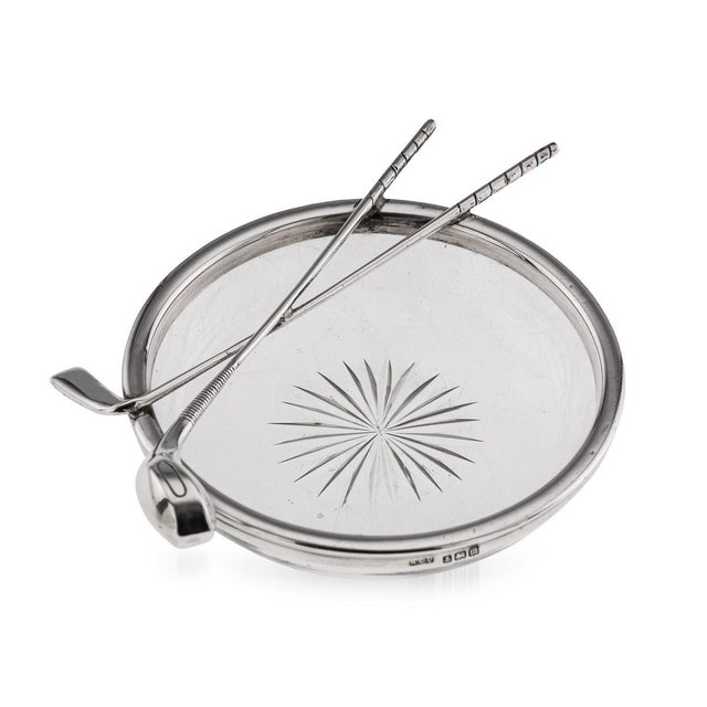 Antique English Silver and Cut Glass Golf Theme Ashtray, 1911 For Sale - Image 12 of 12