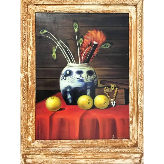 Very elegant painting on canvas. This still life is signed "Z. Sators" in the bottom right corner. It depicts a...