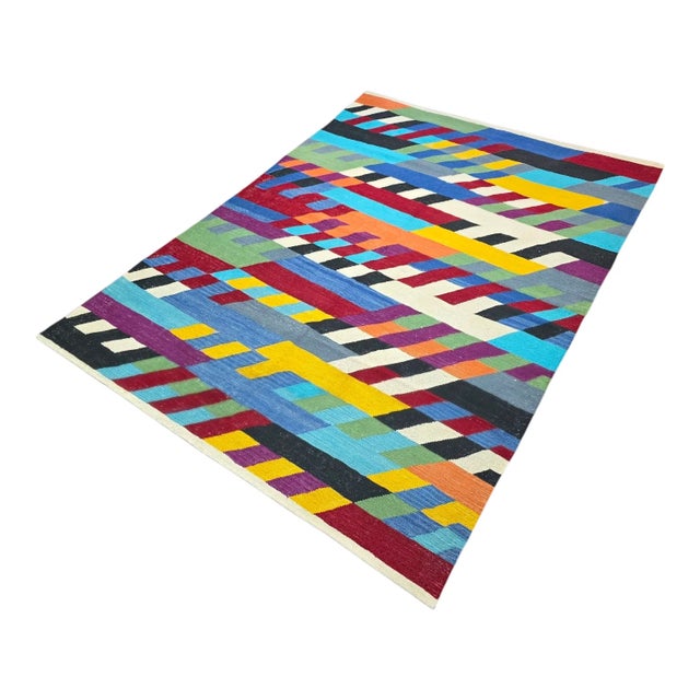 Contemporary Hand-Woven Wool Op Art Tapestry After Bridget Riley "Nataraja" For Sale - Image 3 of 9
