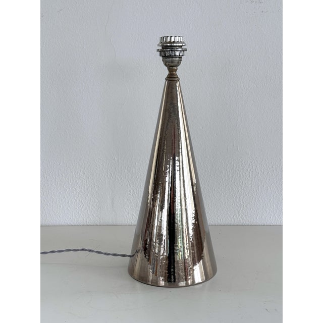Mid-Century Modern Italian Ceramic Table Lamp in Silver Metallic from Ugo Zaccagnini, 1960s For Sale - Image 12 of 15