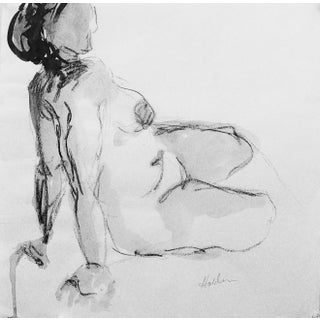 Contemporary Black and White Model Study Drawing by Martha Holden For Sale